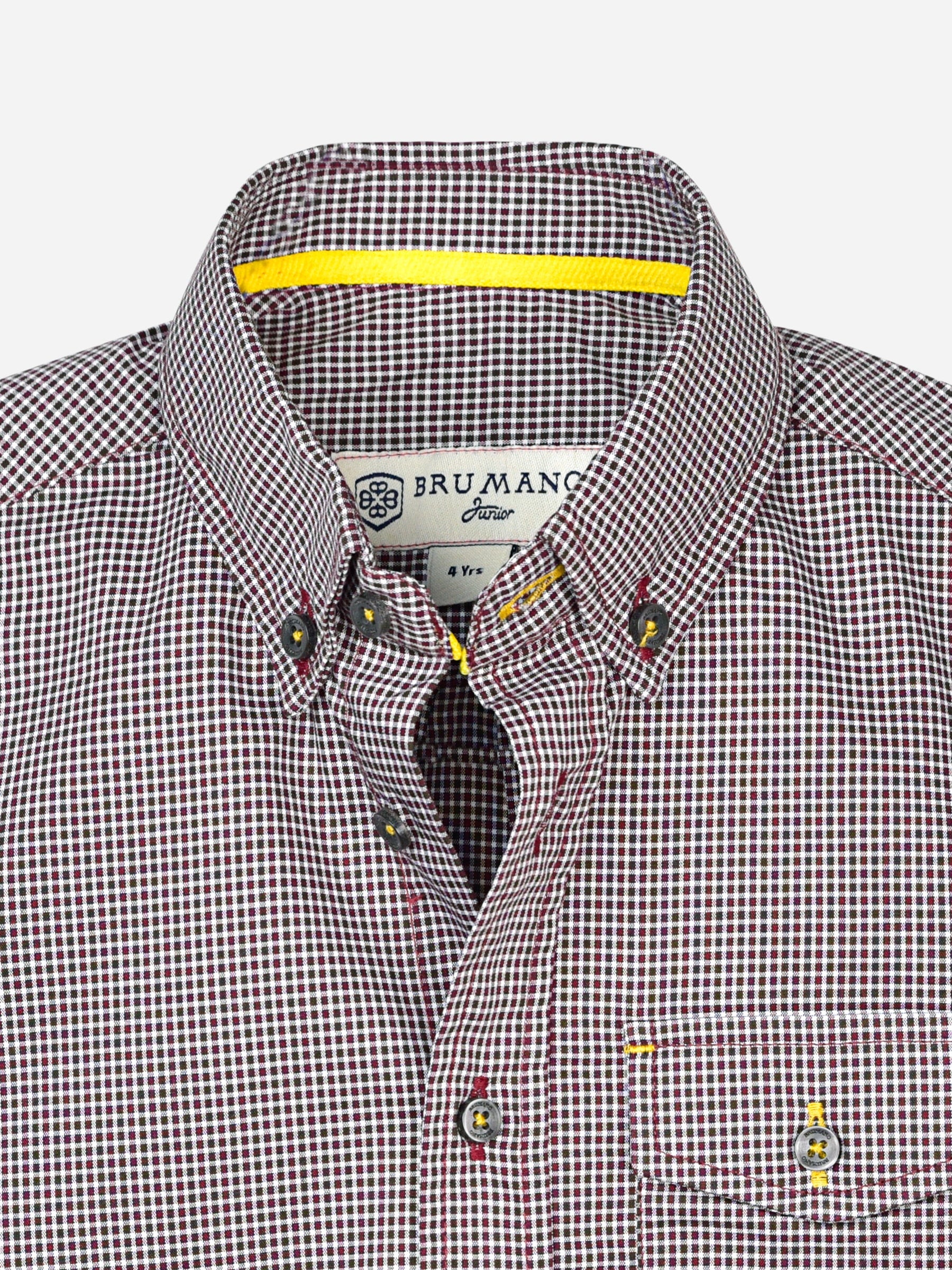Maroon Micro Checkered Short Sleeve Shirt