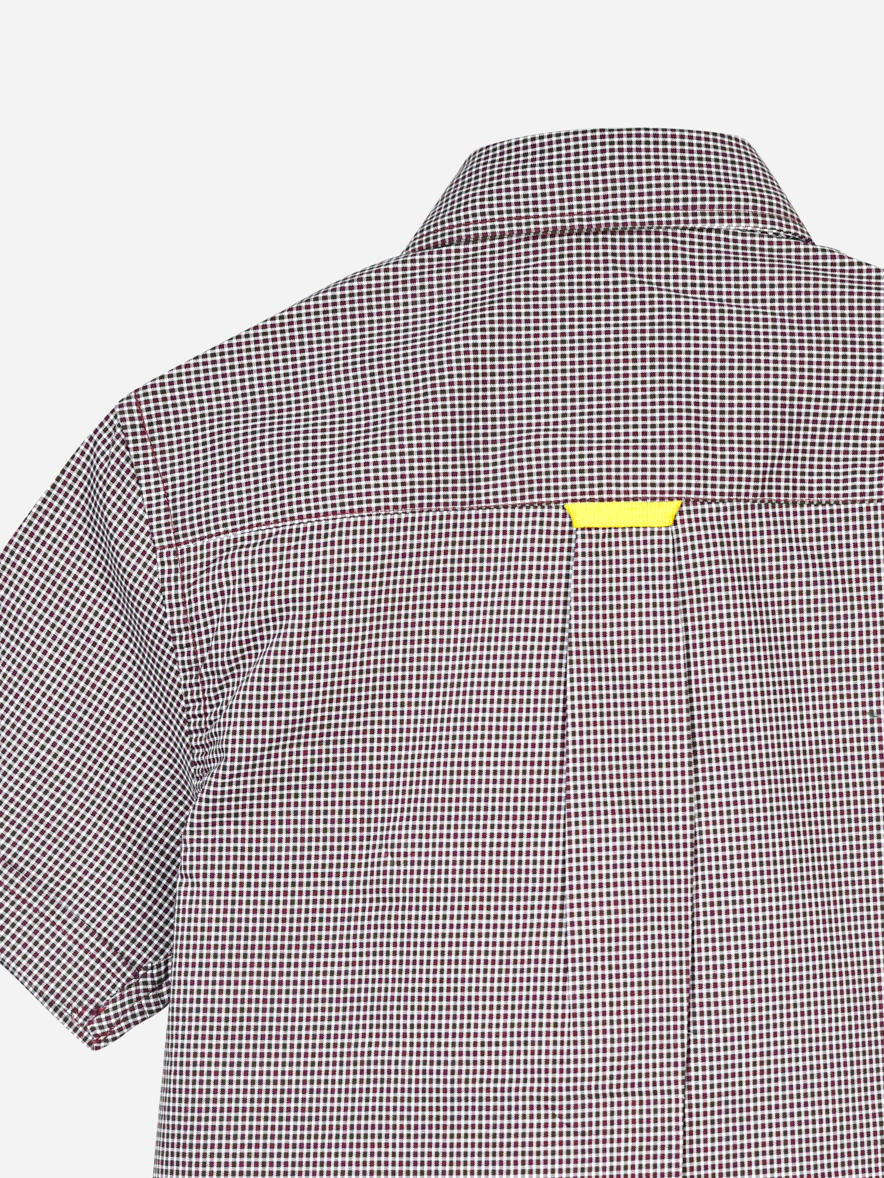 Maroon Micro Checkered Short Sleeve Shirt
