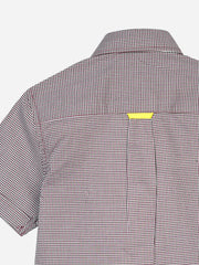 Maroon Micro Checkered Short Sleeve Shirt