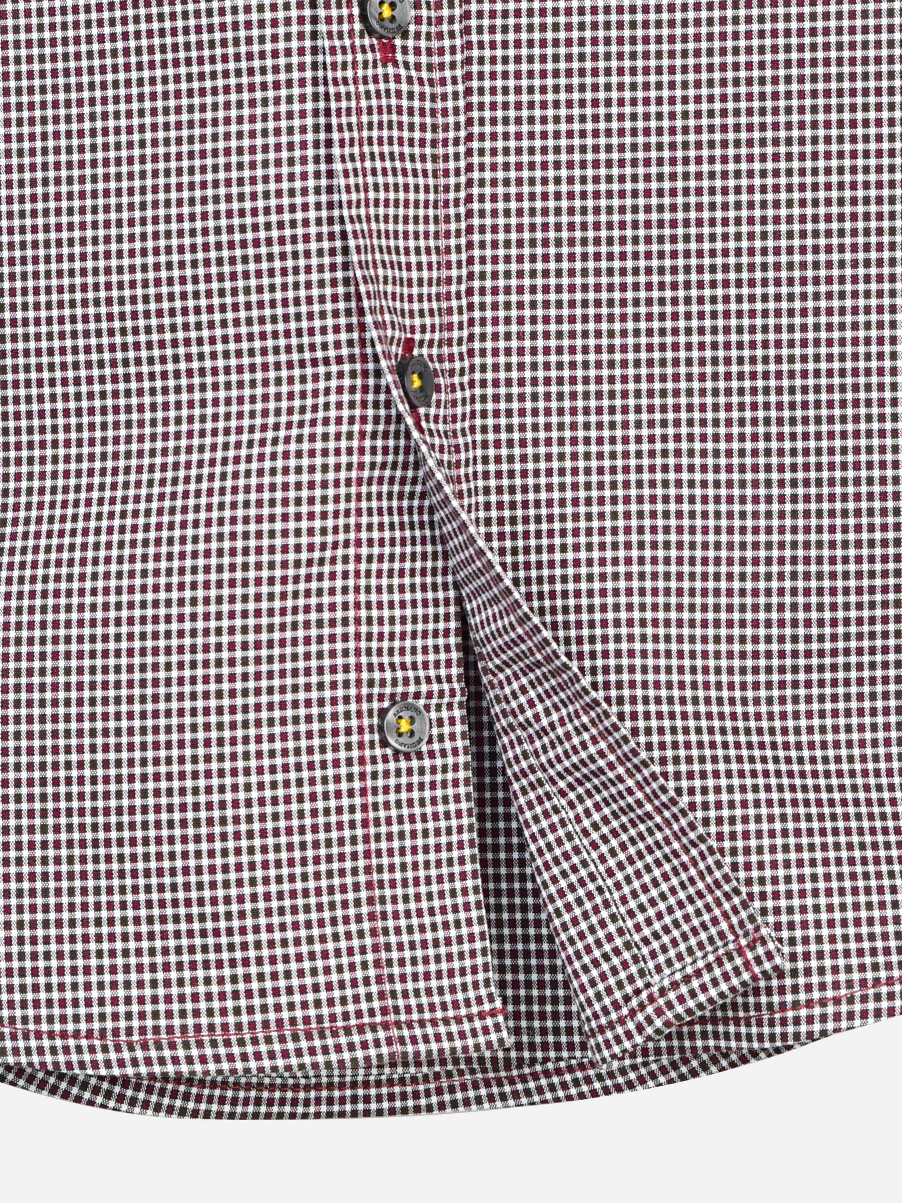 Maroon Micro Checkered Short Sleeve Shirt