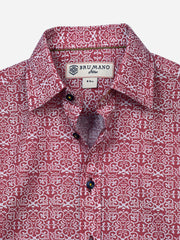 Maroon Motif Patterned Casual Shirt