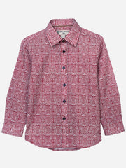 Maroon Motif Patterned Casual Shirt