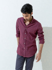 Maroon & Navy Striped Linen Shirt