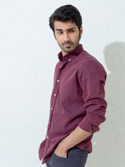 Maroon & Navy Striped Linen Shirt