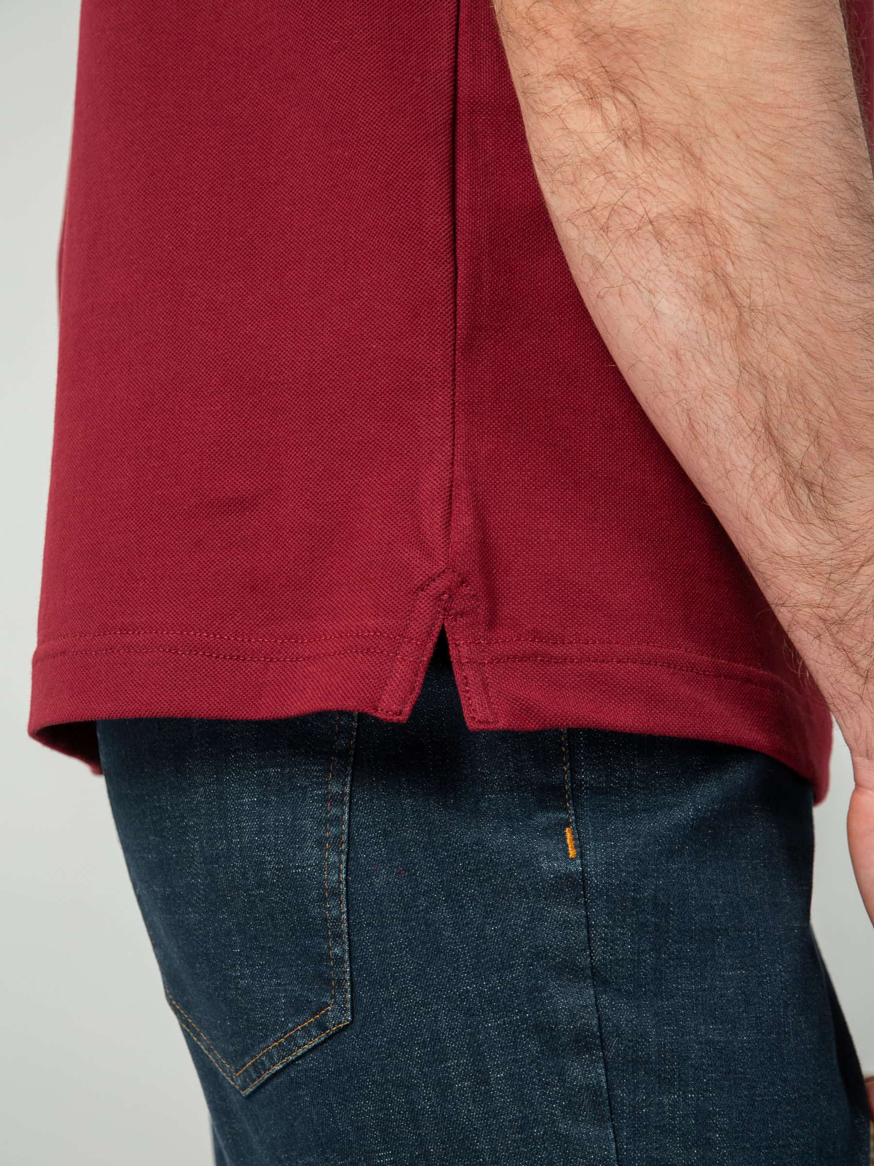 Maroon Self Collar Pique Polo
