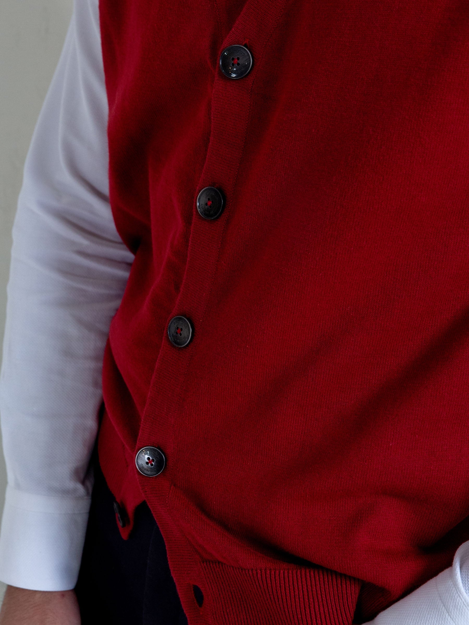 Maroon Sleeveless Button Cardigan