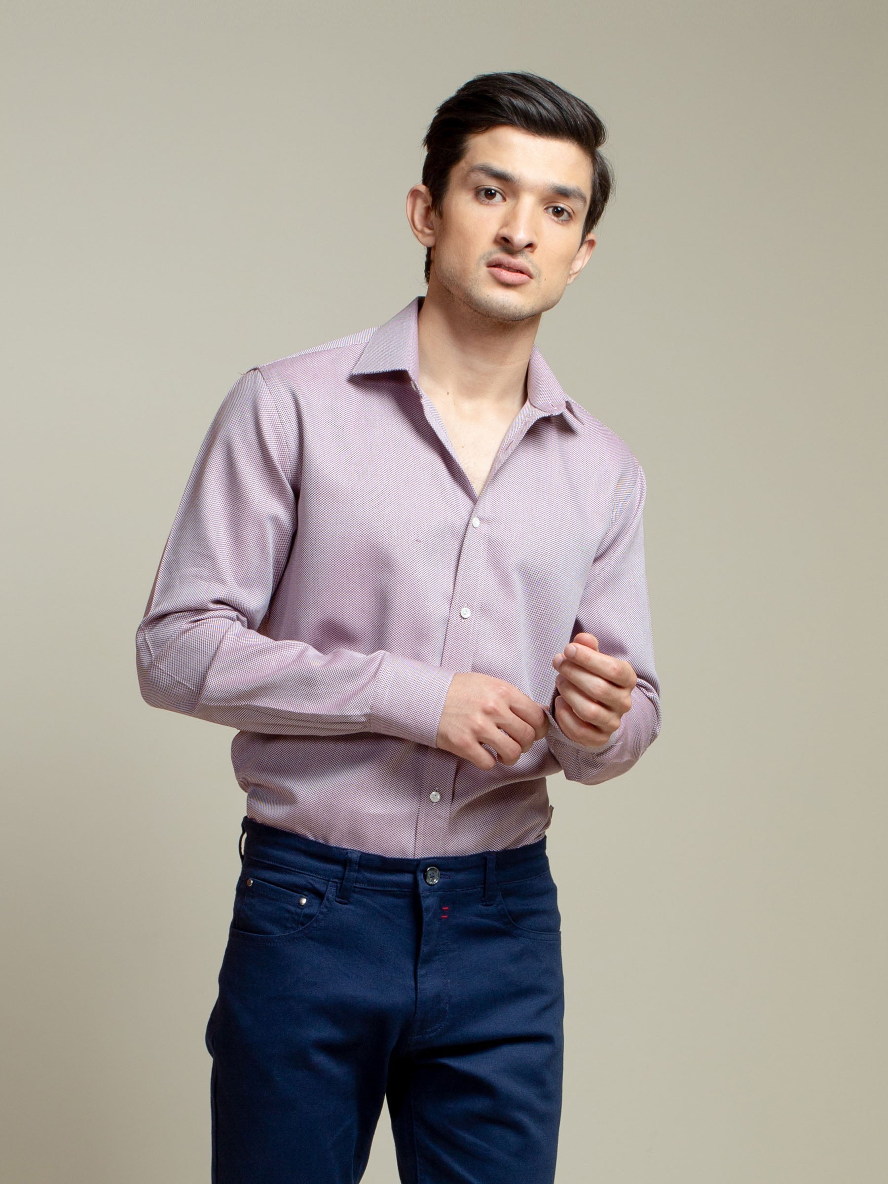 Maroon & White Houndsooth Shirt