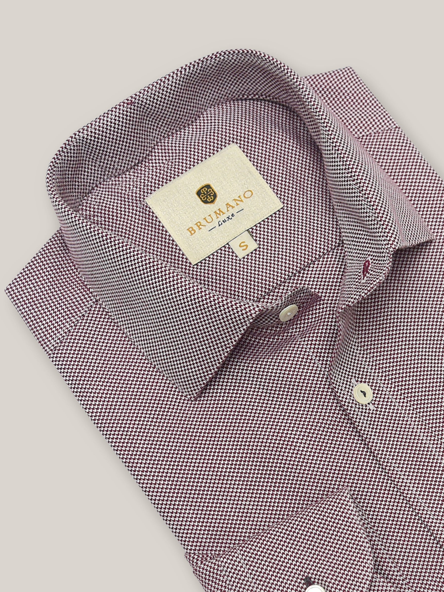 Maroon & White Houndsooth Shirt
