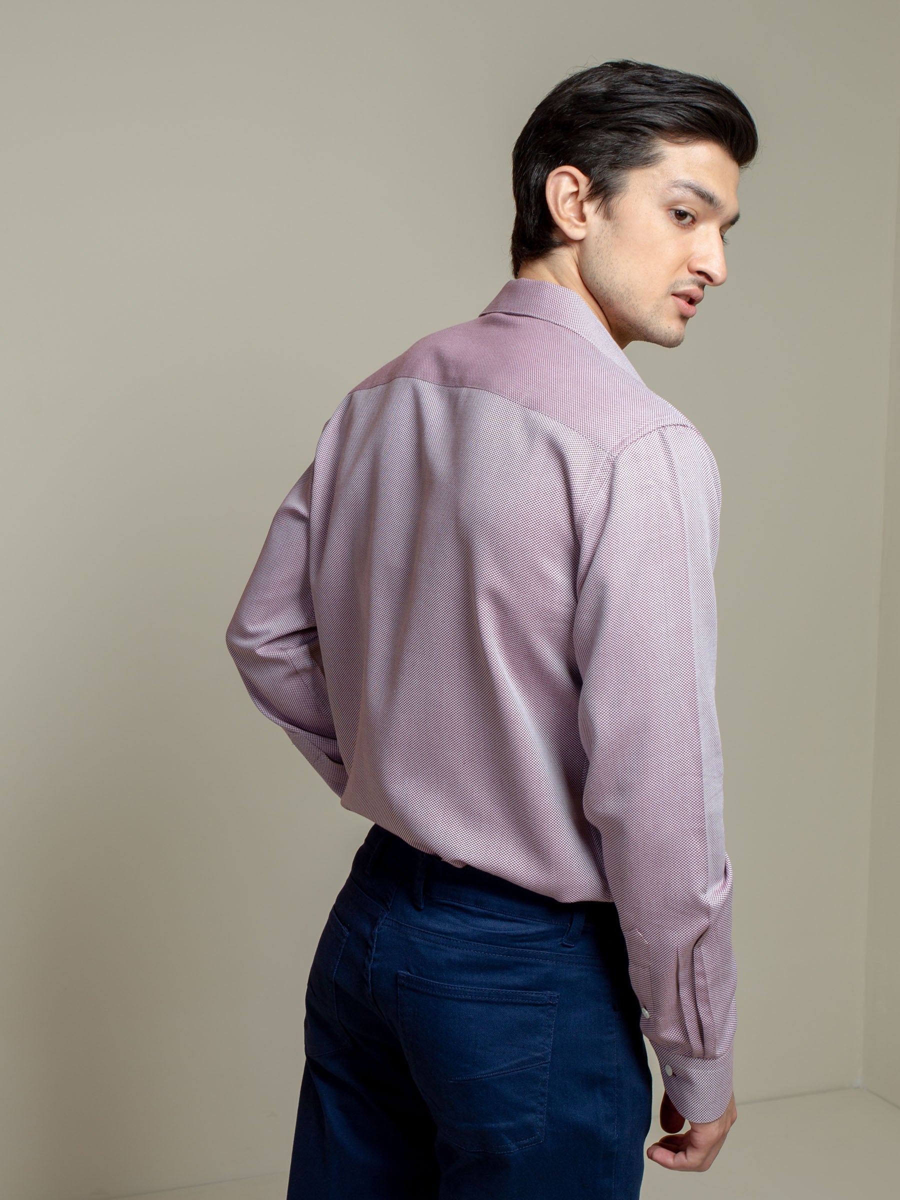 Maroon & White Houndsooth Shirt