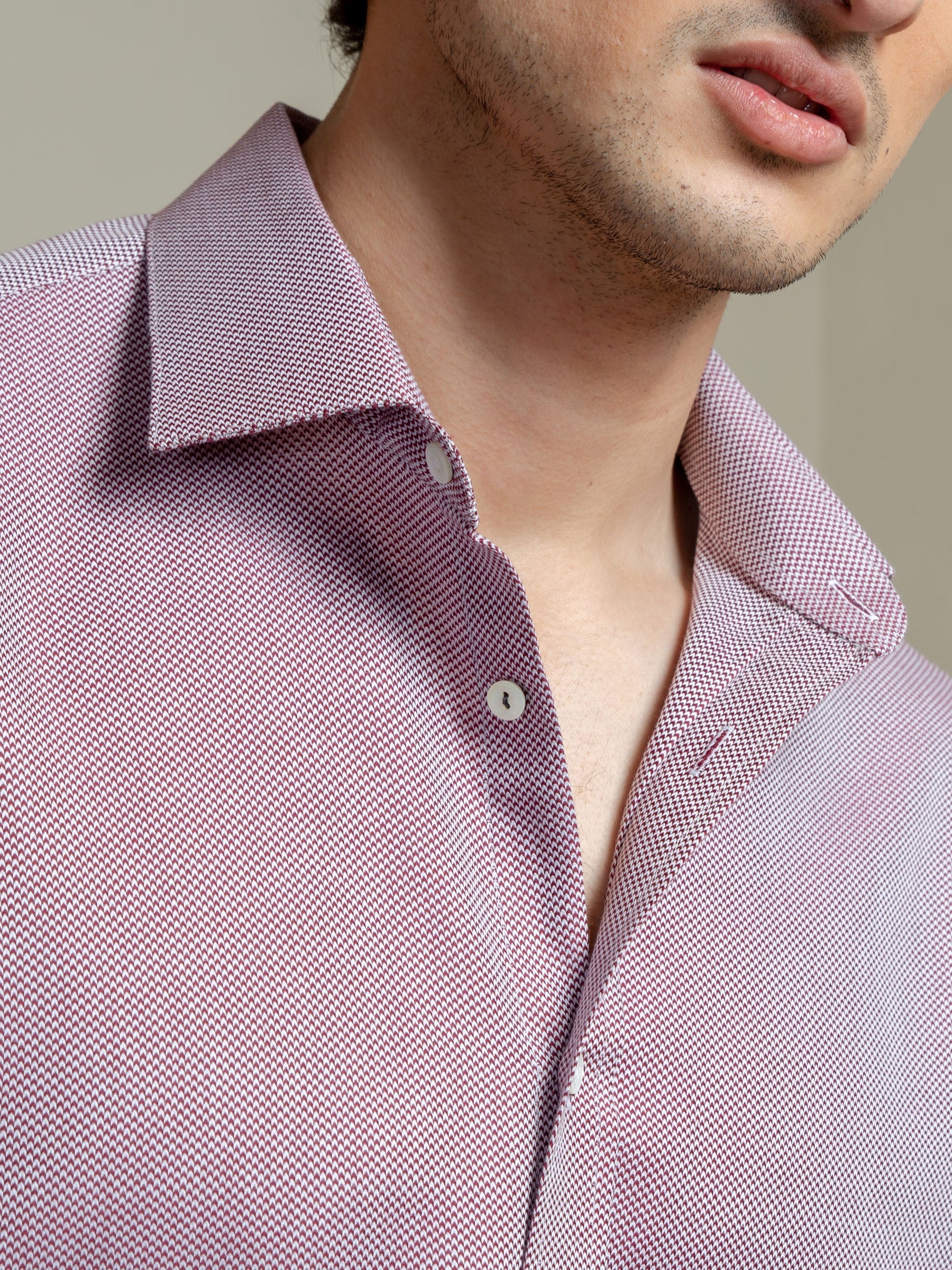 Maroon & White Houndsooth Shirt