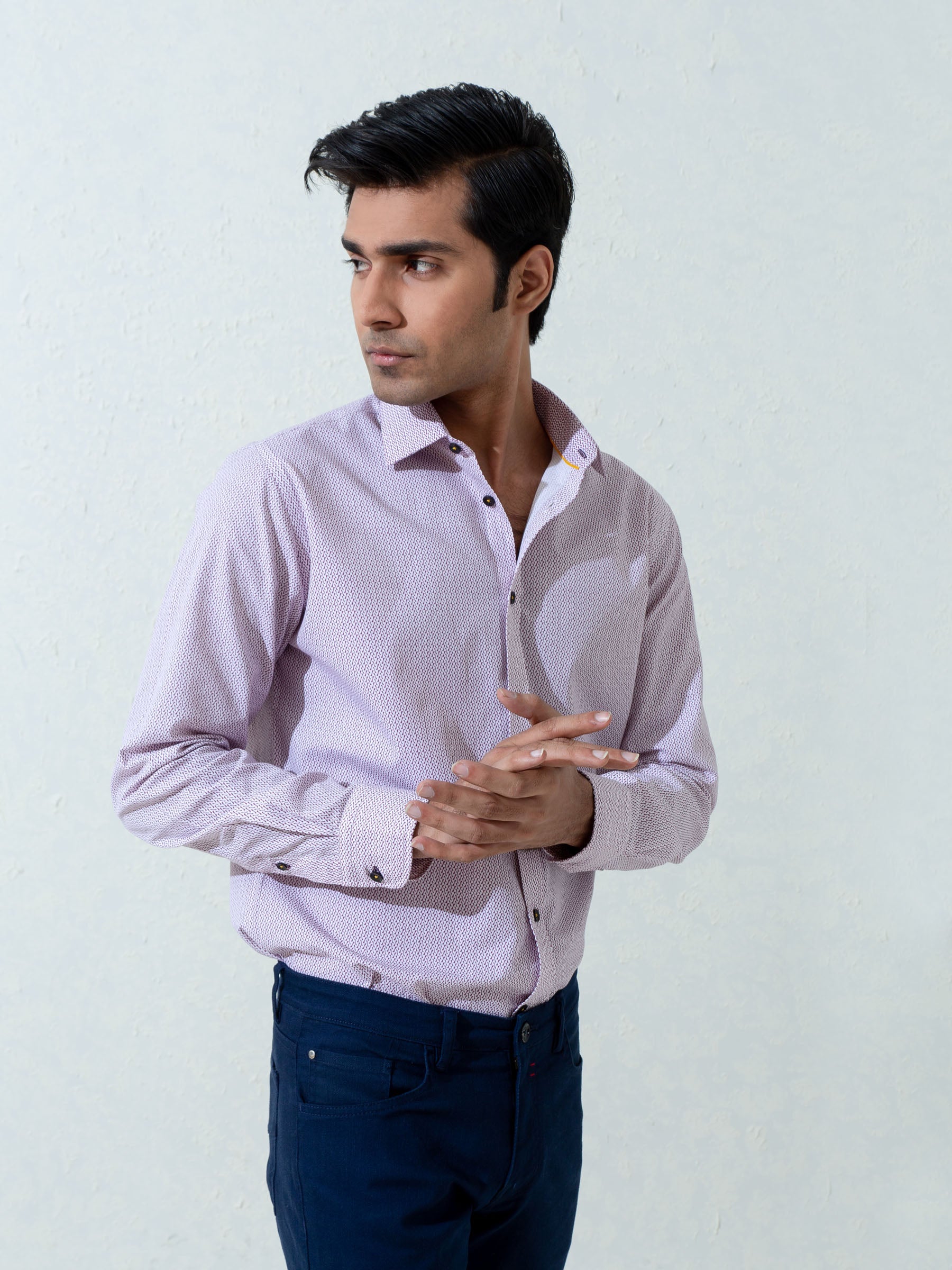 Maroon & White Printed Shirt