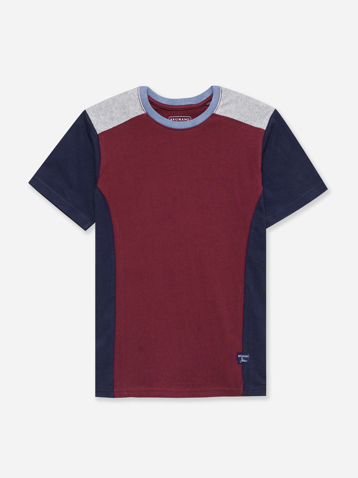 Maroon & Navy Blue T-shirt With Contrasting Rib - Junior