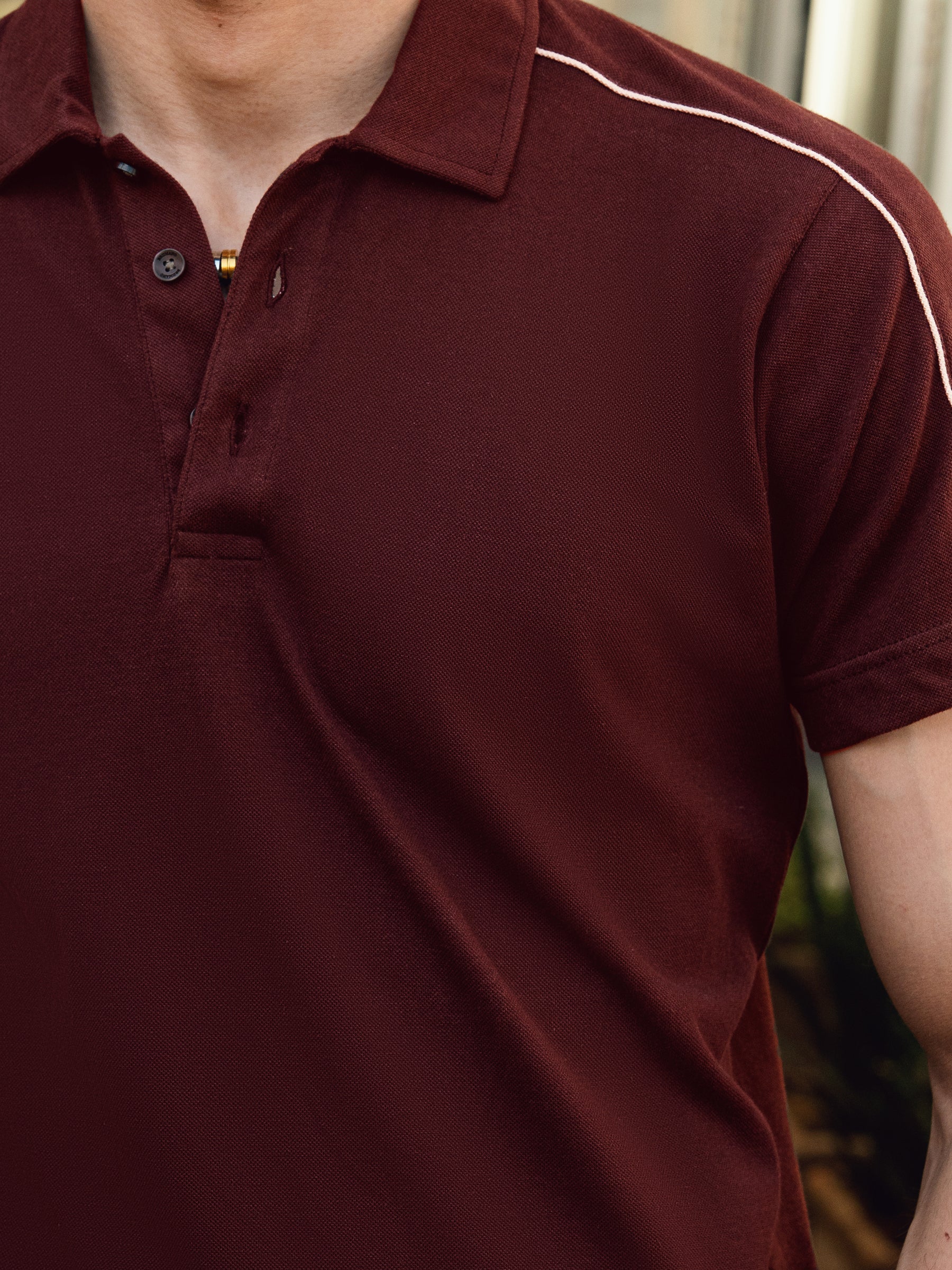 Maroon Raglan Sleeve Pique Sporty Polo
