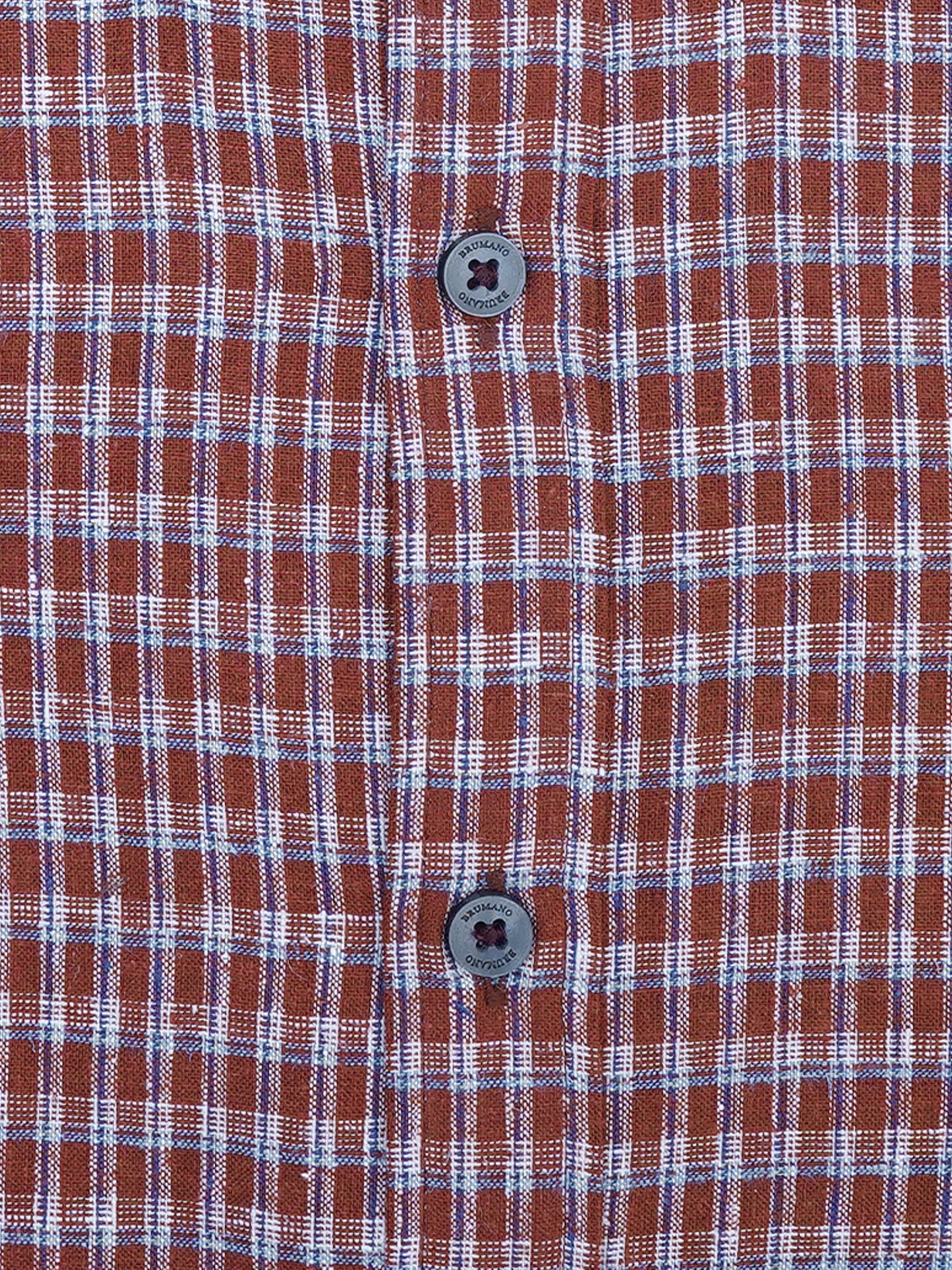 Maroon Vintage Look Linen Checkered Shirt