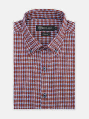 Maroon Vintage Look Linen Checkered Shirt