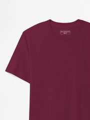 Maroon 100% Cotton Basic Tee - Women