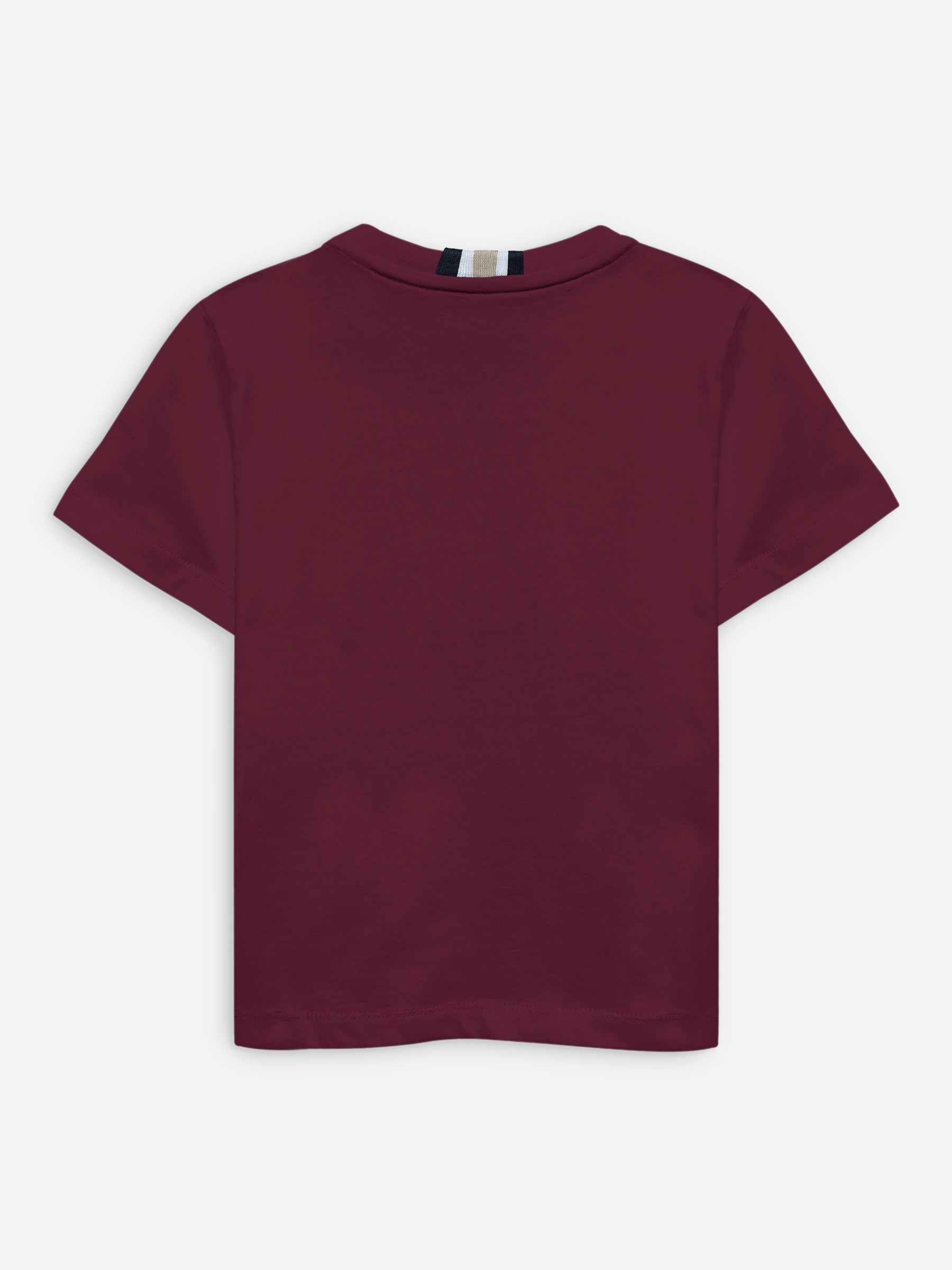 Maroon 100% Cotton Casual Tee With Detailing