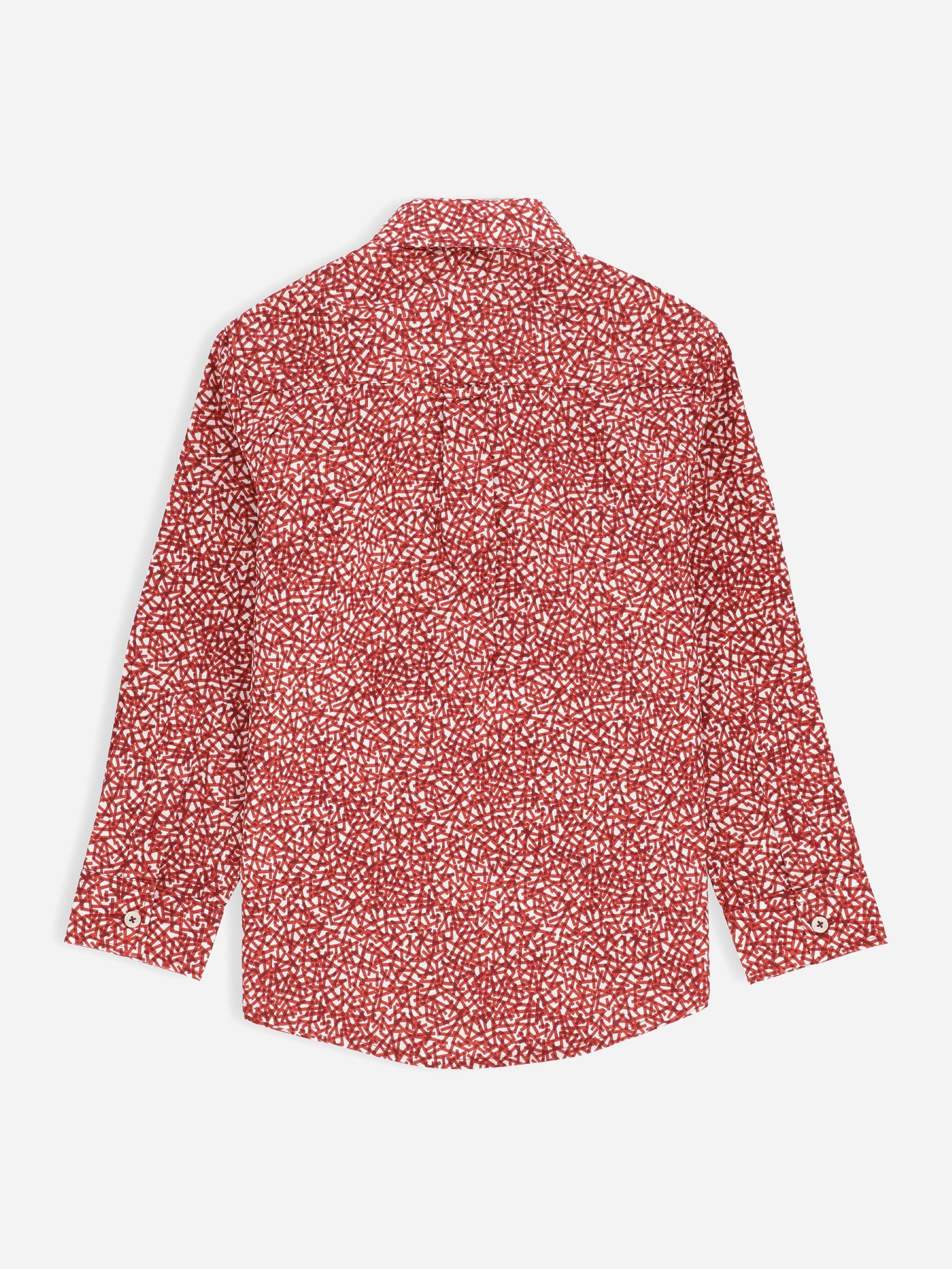 Maroon Abstract Printed Long Sleeve Casual Shirt
