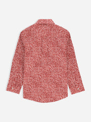 Maroon Abstract Printed Long Sleeve Casual Shirt