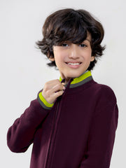 Maroon Casual Zipper With Contrasting Rib