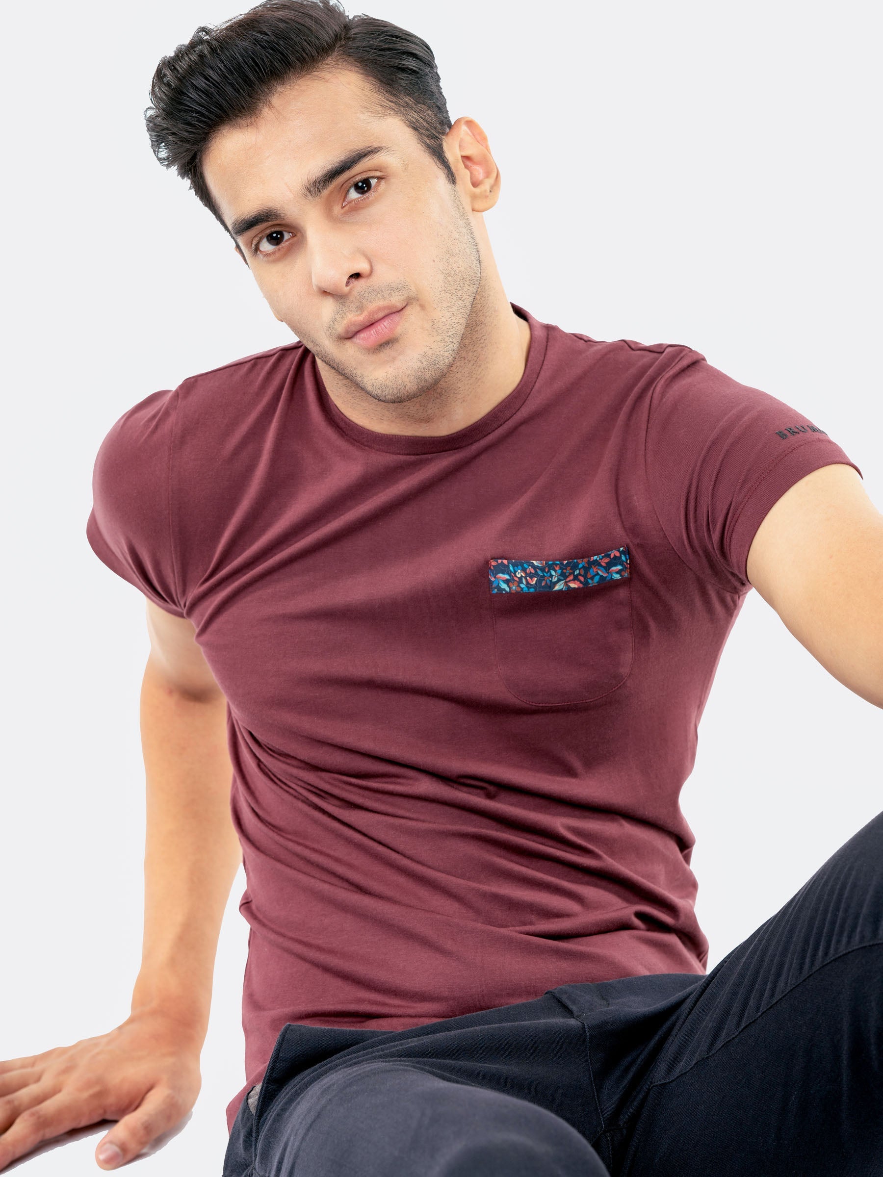 Maroon Crew Neck T-Shirt With Pocket