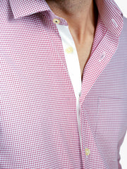 Maroon Houndstooth Formal Shirt