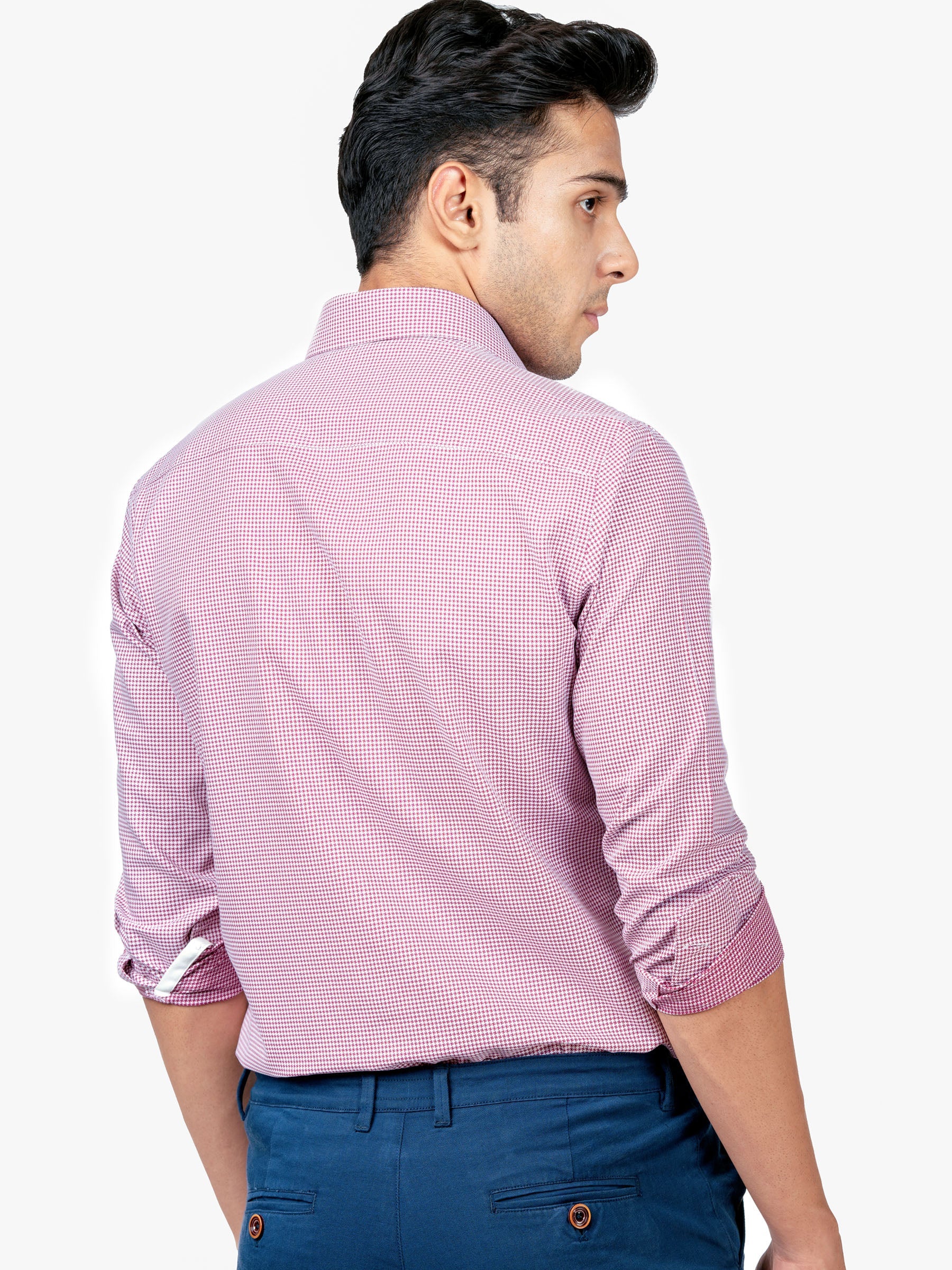 Maroon Houndstooth Formal Shirt