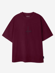 Maroon Oversized T-Shirt With Minimalist 'Relax' Embroidery