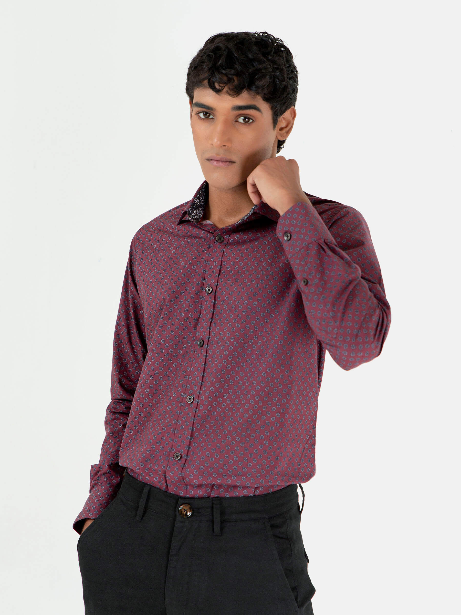 Maroon Paisley Printed Shirt