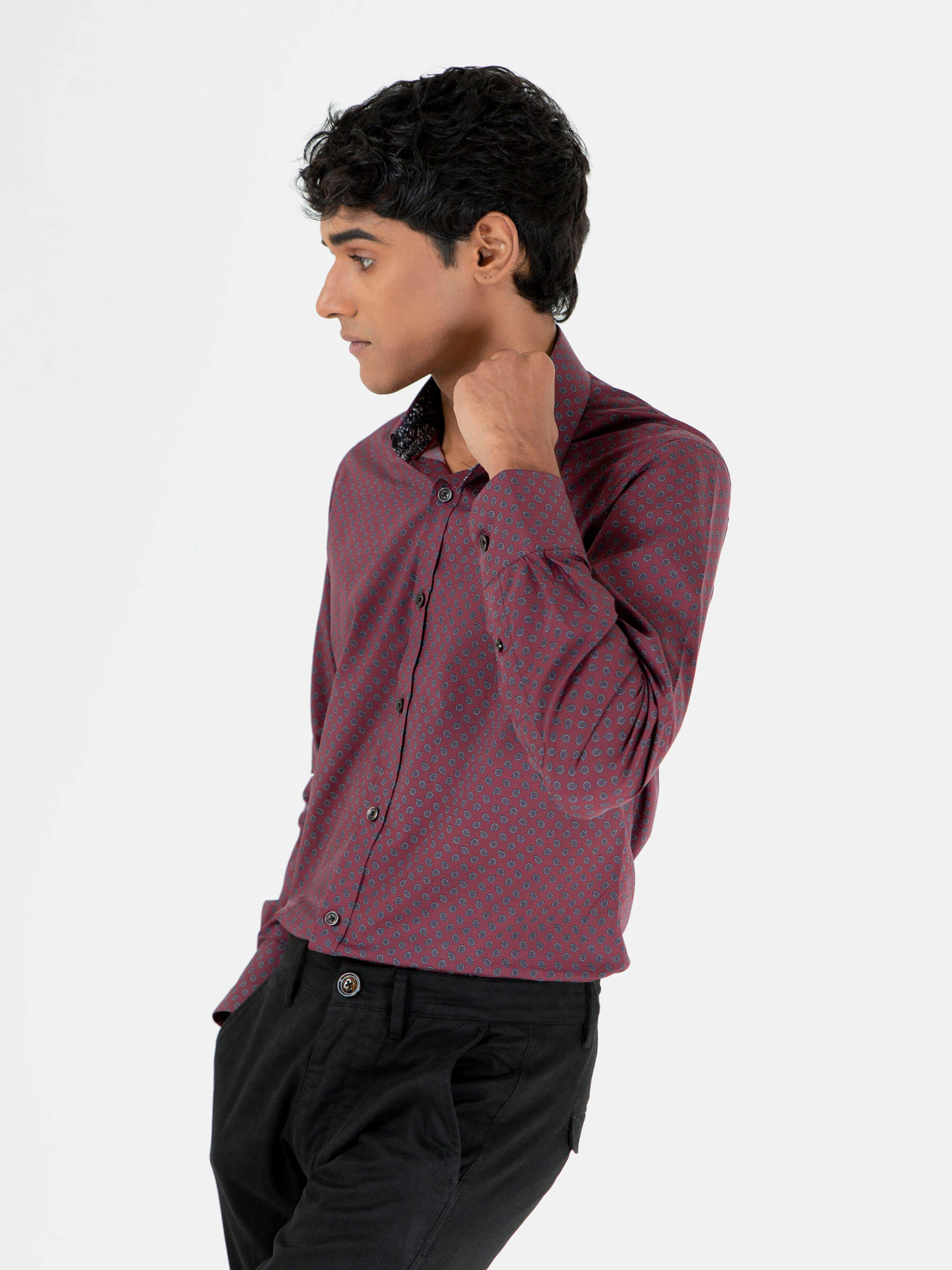 Maroon Paisley Printed Shirt
