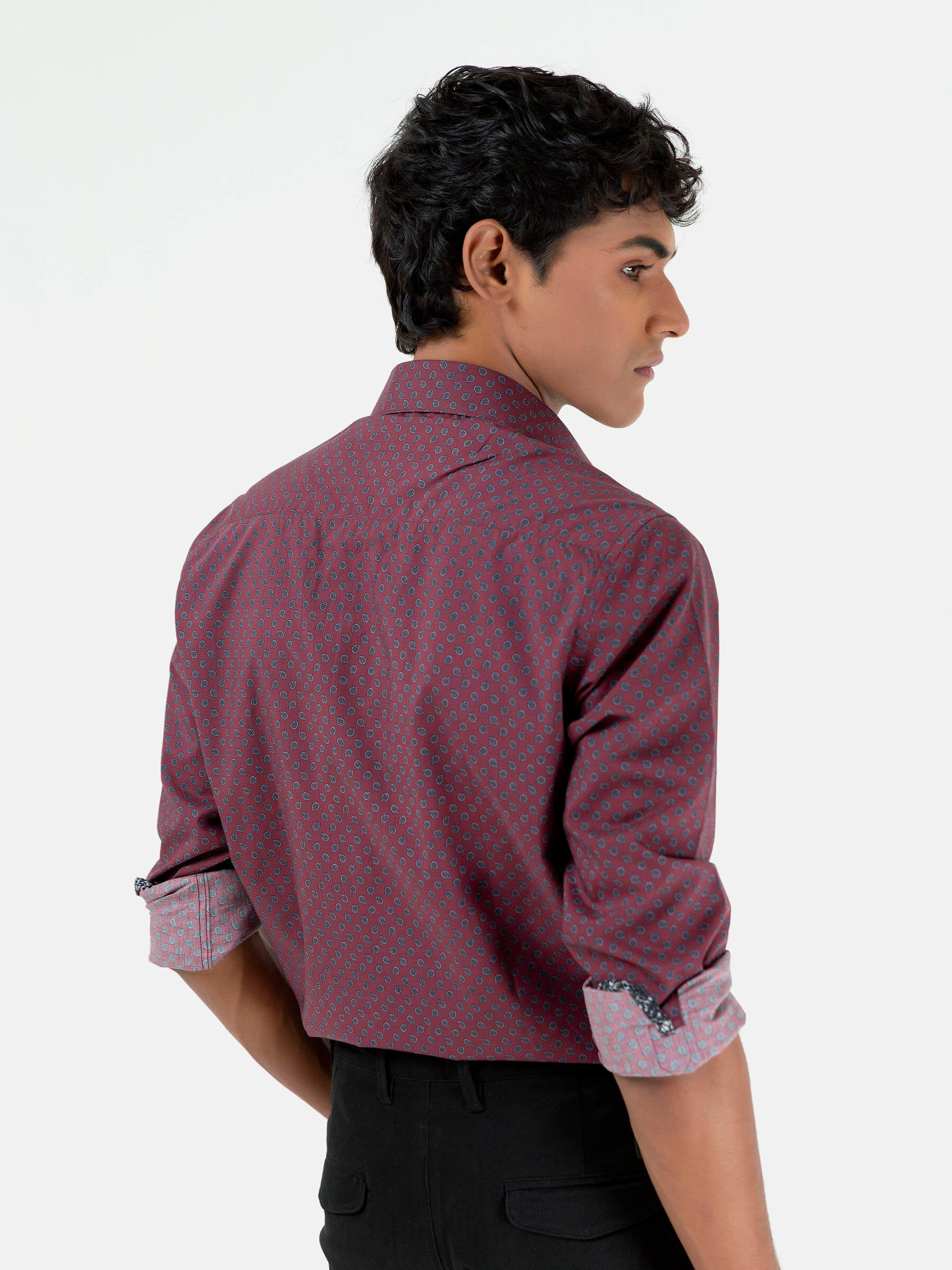 Maroon Paisley Printed Shirt