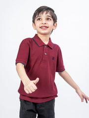 Maroon Polo With Tipping Collar