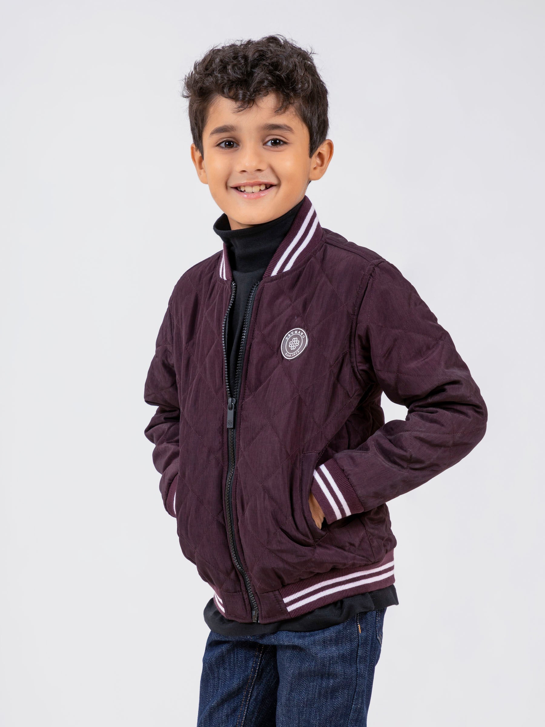 Maroon Quilted Sporty Casual Baseball Jacket - Unisex