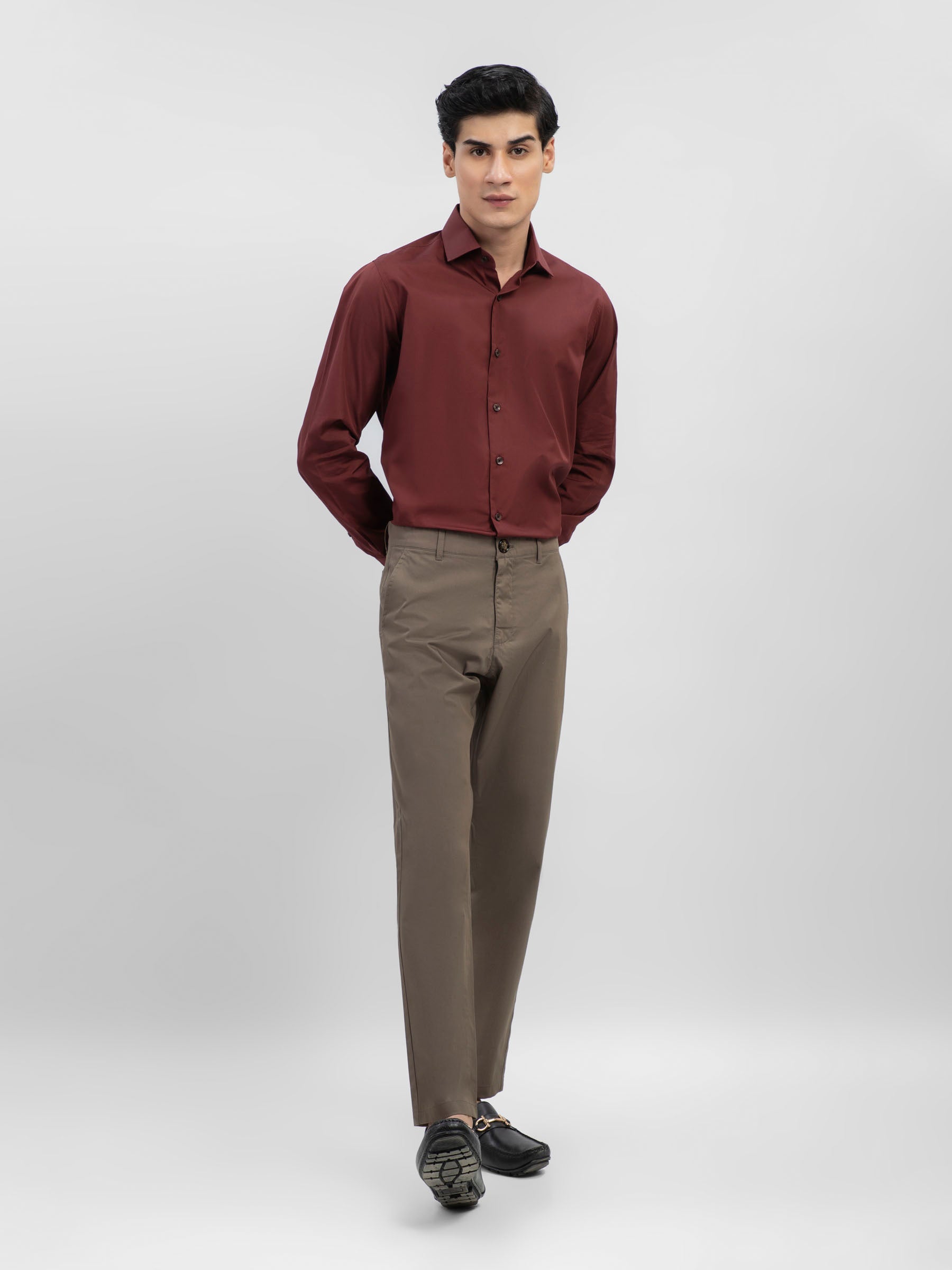 Maroon Satin Formal Shirt