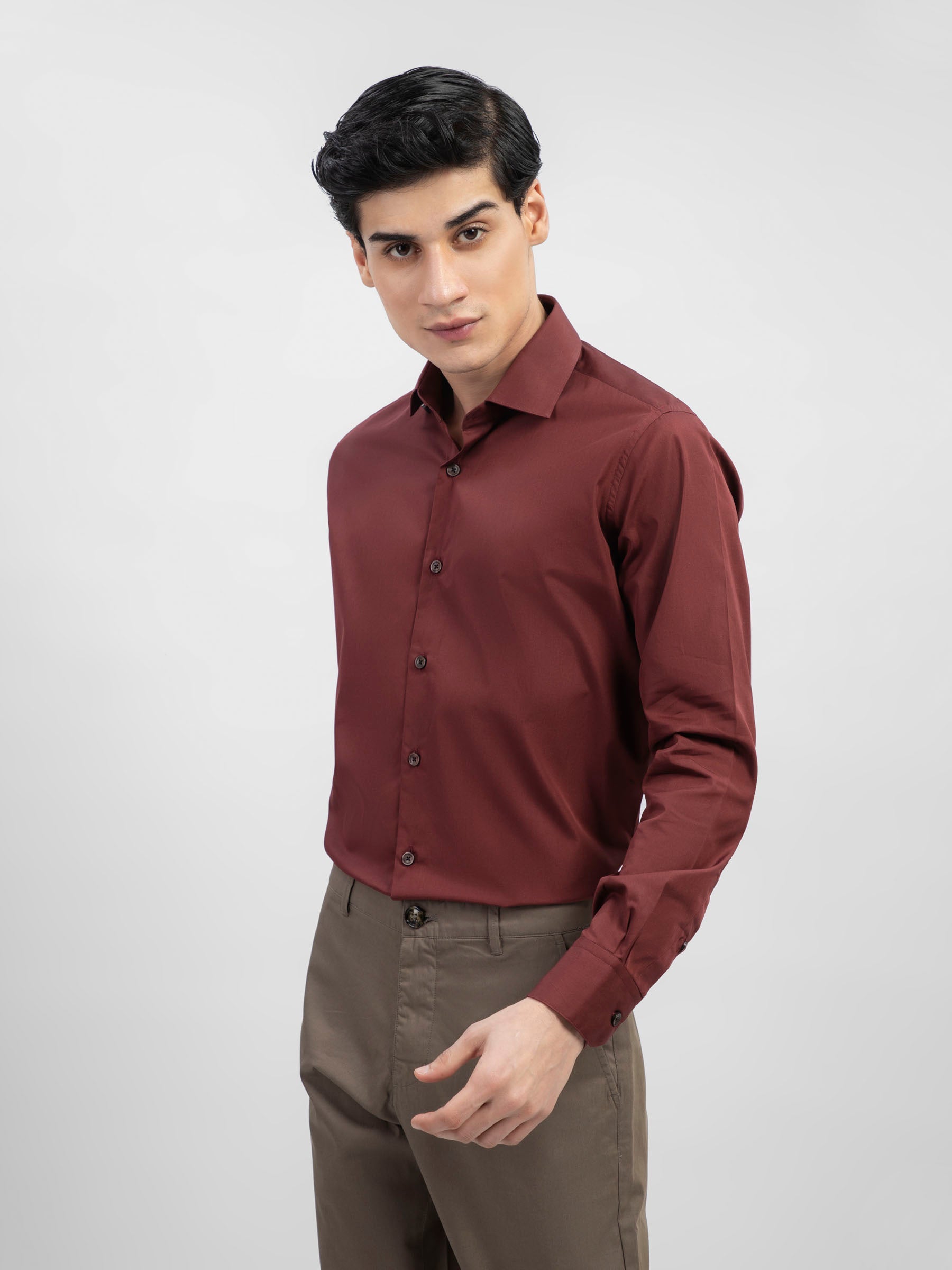 Maroon Satin Formal Shirt