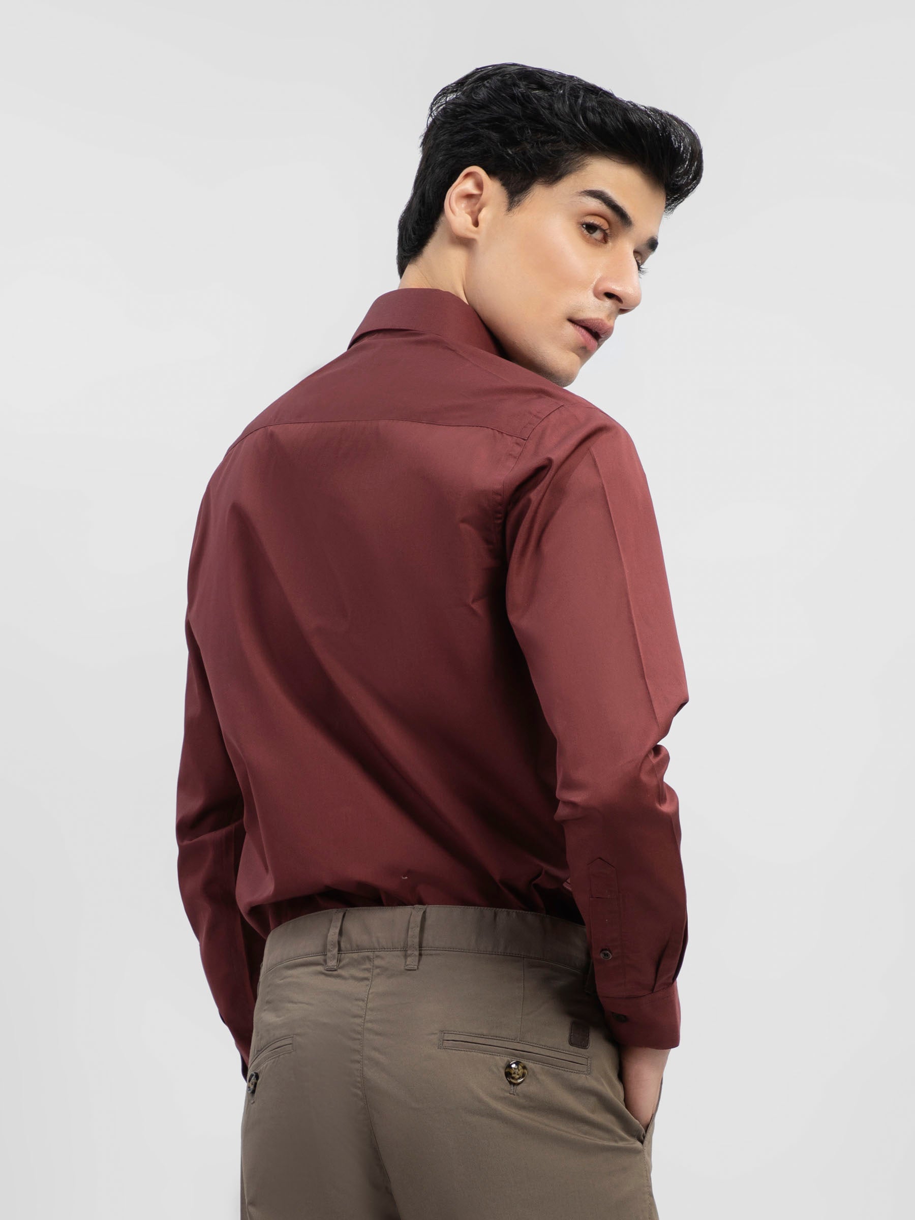 Maroon Satin Formal Shirt
