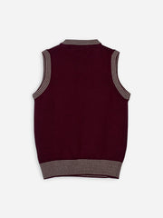 Maroon Sleeveless Casual Sweater