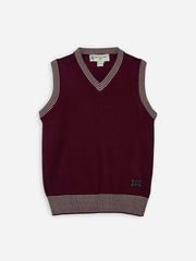 Maroon Sleeveless Casual Sweater