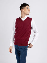 Maroon Wool Blended Sleeveless Sweater