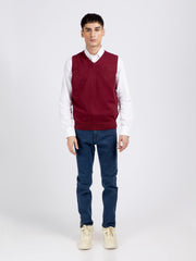 Maroon Wool Blended Sleeveless Sweater