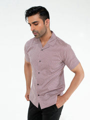 Maroon & Black Geo Printed Half Sleeve Cuban Collar Shirt
