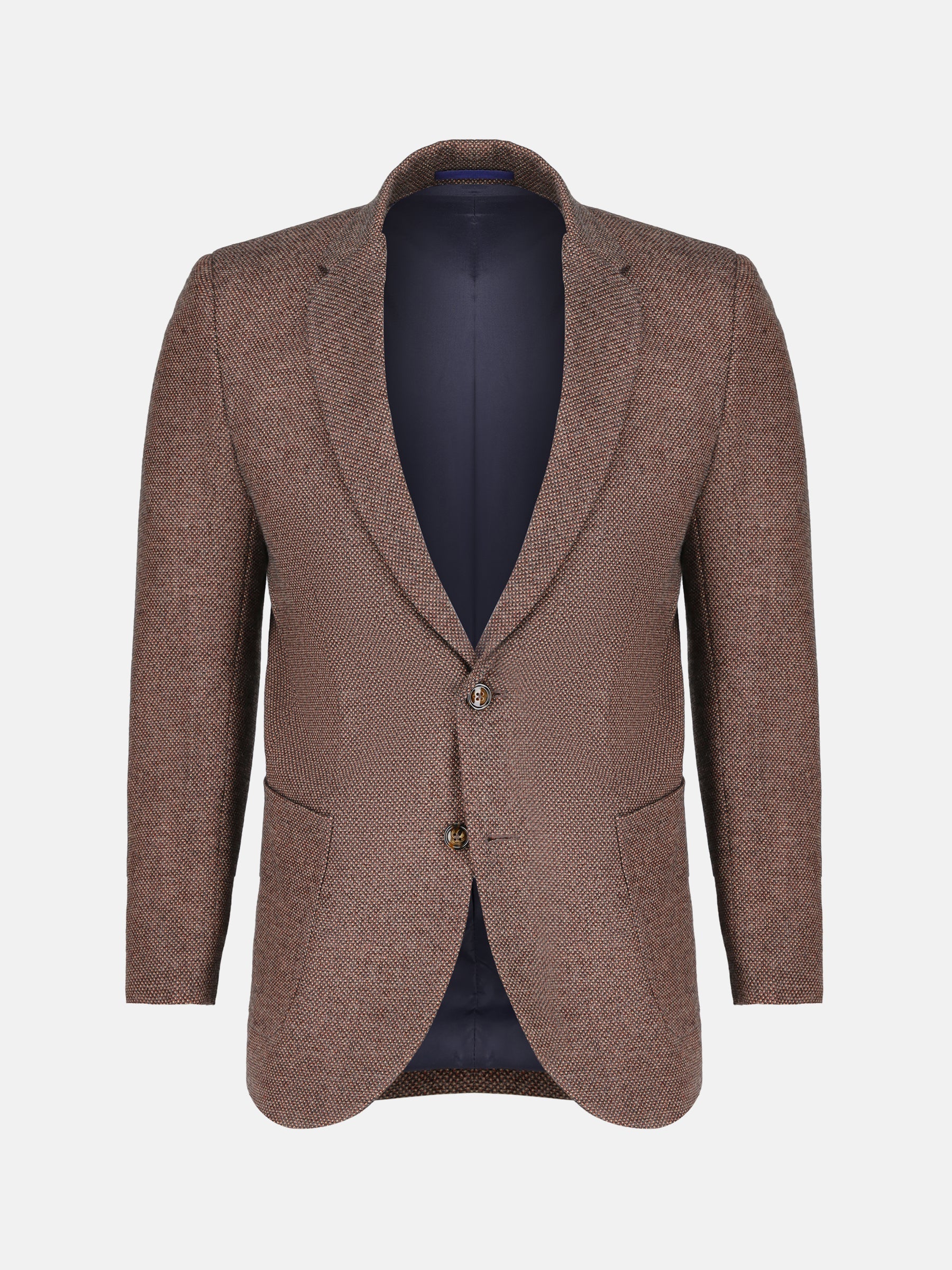 Maroon & Mustard Dobby Structured Wool & Cashmere Blazer - Sartoria