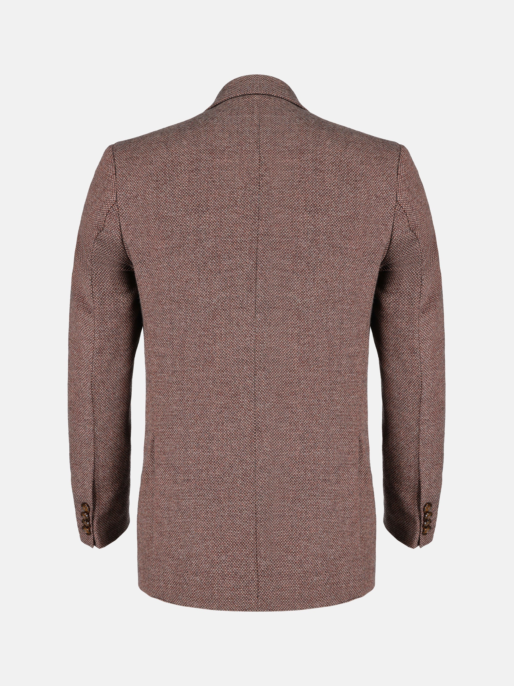 Maroon & Mustard Dobby Structured Wool & Cashmere Blazer - Sartoria