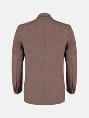 Maroon & Mustard Dobby Structured Wool & Cashmere Blazer - Sartoria