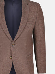 Maroon & Mustard Dobby Structured Wool & Cashmere Blazer - Sartoria