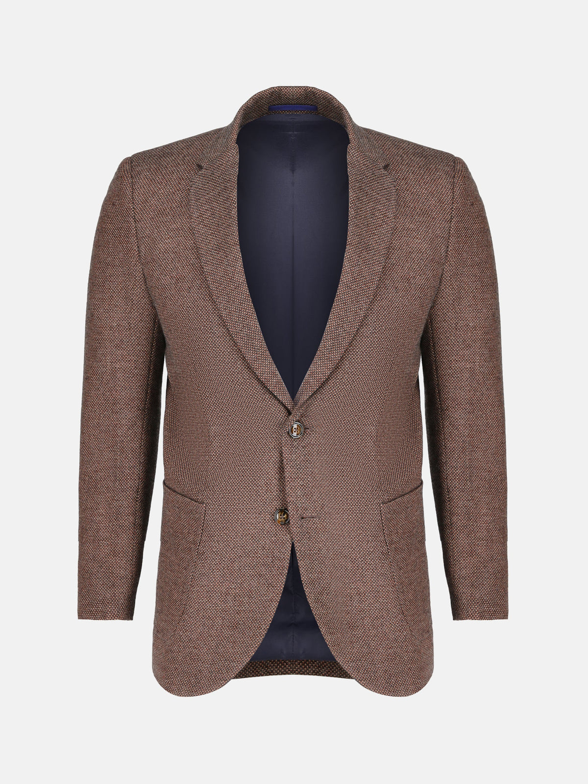 Maroon & Mustard Dobby Structured Wool & Cashmere Blazer - Sartoria