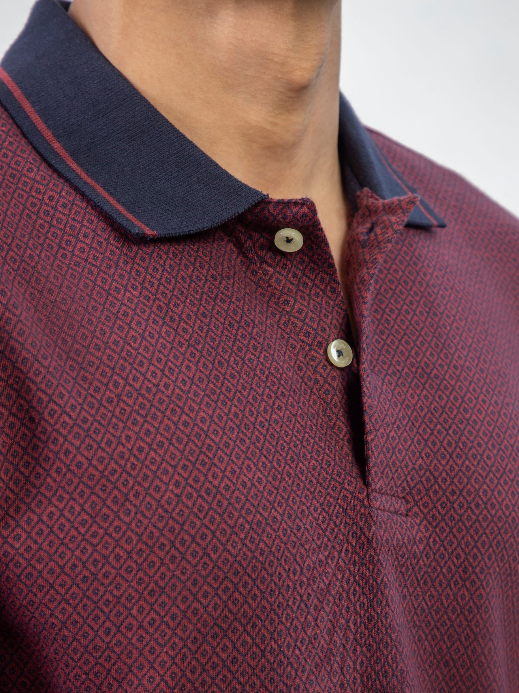 Maroon & Navy Jacquard Slim Fit Polo Shirt