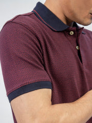 Maroon & Navy Jacquard Slim Fit Polo Shirt