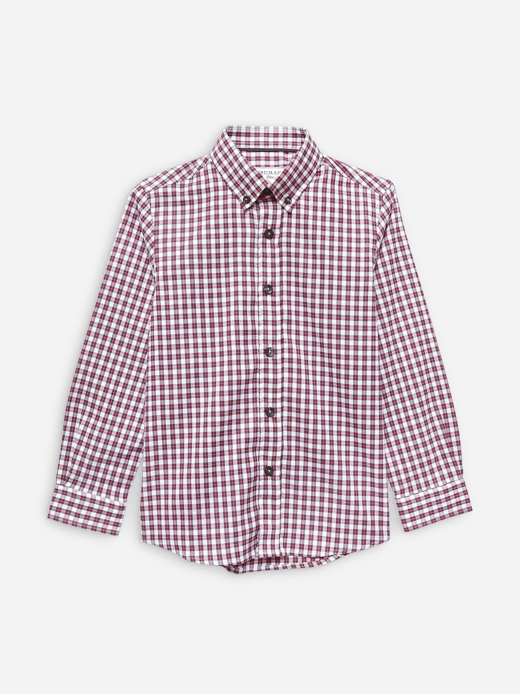 Maroon & White Checkered Casual Shirt