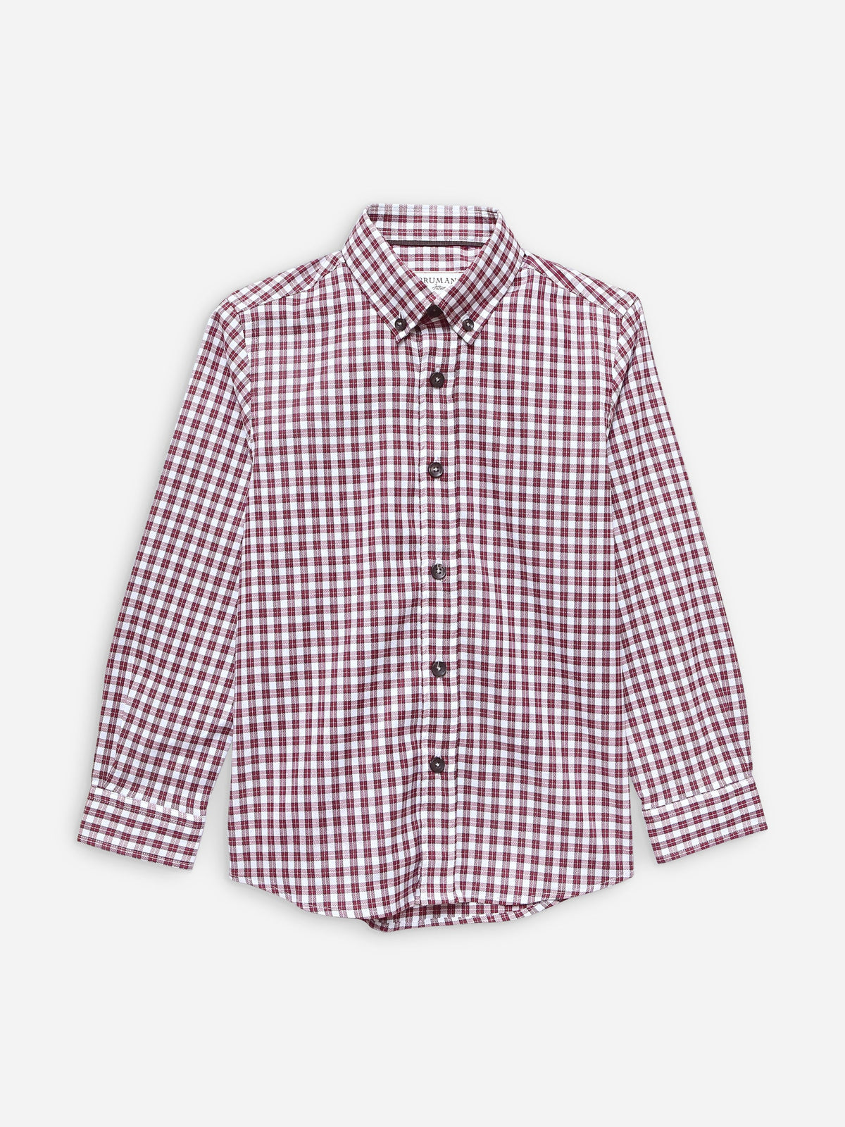 Maroon & White Checkered Casual Shirt